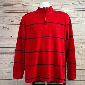 Chaps Red and Black Zip Up Sweater